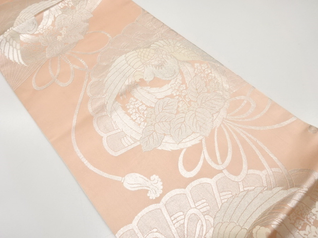 JAPANESE KIMONO / ANTIQUE FUKURO OBI / SILK / REVERSIBLE / WOVEN HIGAKI PATTERN